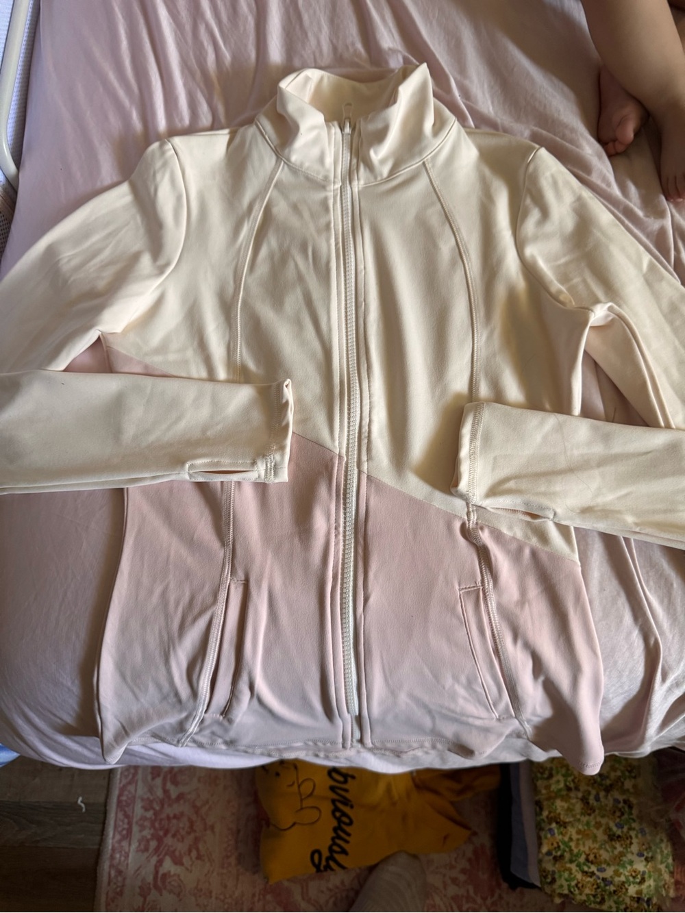 Fashion Nova Cream and Light Pink Colorblock Bomber Jacket